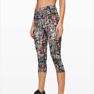 Lululemon Fast and Free Crop Leggings Size 8 rare Print Confetti